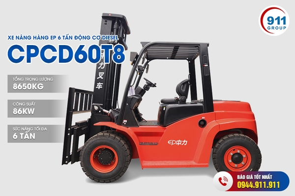 Xe nâng hàng EP 6 Tấn động cơ Diesel - CPCD60T8