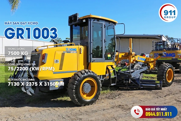 Máy san gạt XCMG tải trọng 7,5 Tấn. Model: GR1003