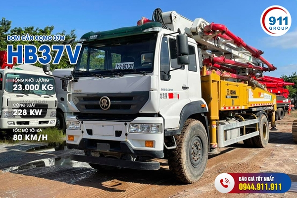 Bơm cần XCMG 37M - HB37V xe cơ sở Howo 2 chân