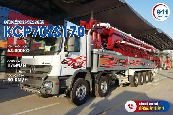 Bơm cần KCP 70M 6 đốt - KCP70ZS170 xe cơ sở Hyundai