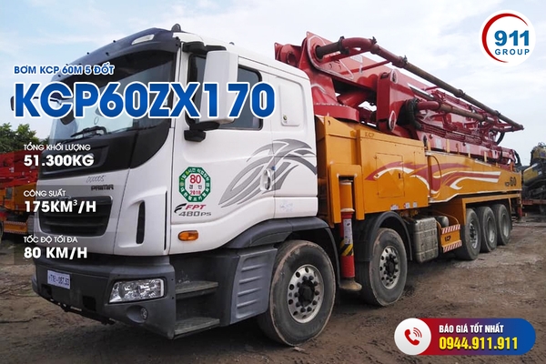 Bơm KCP 60M 5 đốt - KCP60ZX170  xe cơ sở HYUNDAI XCIENT 10X4