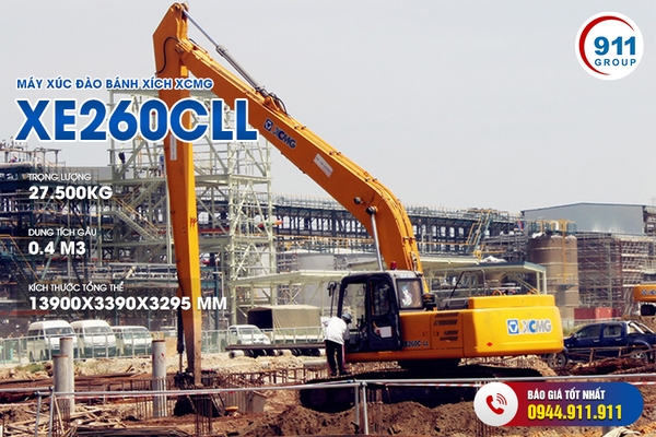 Máy xúc đào bánh xích XCMG gầu 0.4 m3 Model: XE260CLL
