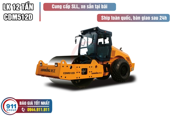 Xe lu rung Lonking CDM512D Tải trọng 12 tấn, lực rung 27 tấn