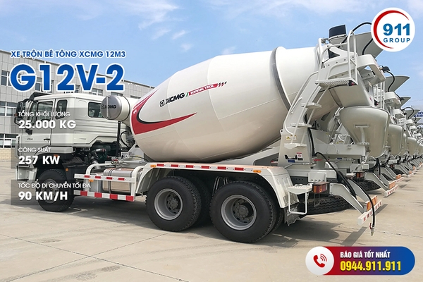 Xe trộn bê tông XCMG 12M3 - Model xe: G12V-2 (xe cơ sở XCMG)