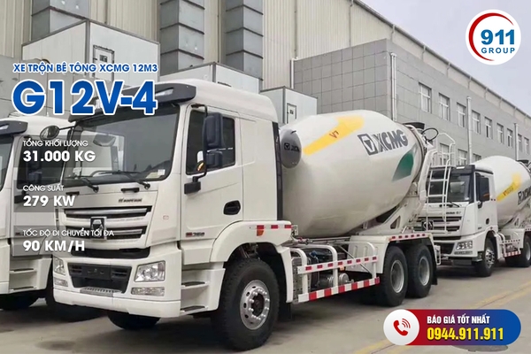 Xe trộn bê tông XCMG 12M3 - Model xe: G12V-4 (xe cơ sở XCMG)