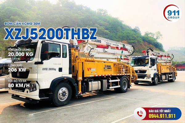 Bơm cần XCMG 30M - XZJ5200THBZ xe cơ sở Howo 2 chân
