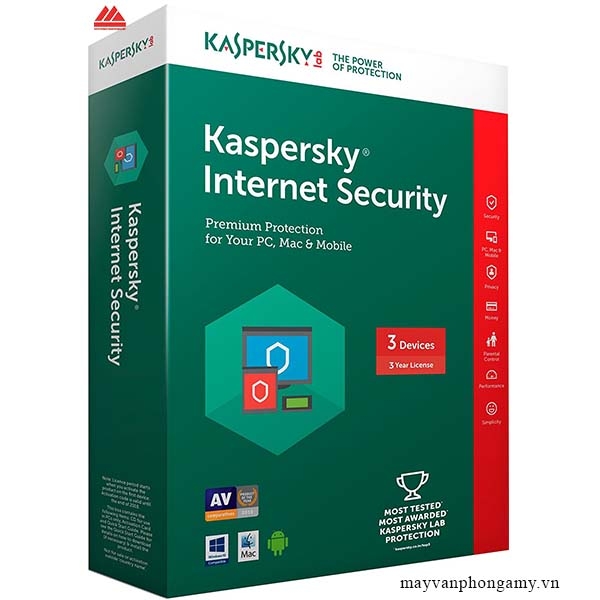 Phần mềm Kaspersky Internet Security Box, 1 year, 3 user