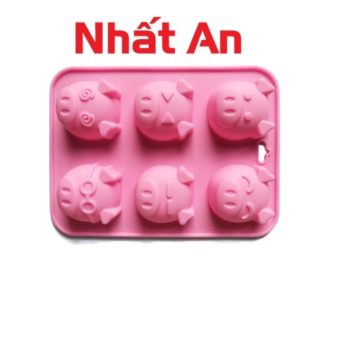 Khuôn silicone 6 mặt chú heo