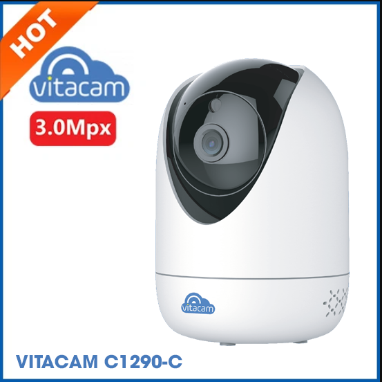 VITACAM C1290-C - ĐỘ PHÂN GIẢI 3MPX CHUẨN ULTRA HD - LENS 2,8MM GÓC QUAN SÁT SIÊU RỘNG, QUAN SÁT BAN ĐÊM XOAY 360 ĐỘ