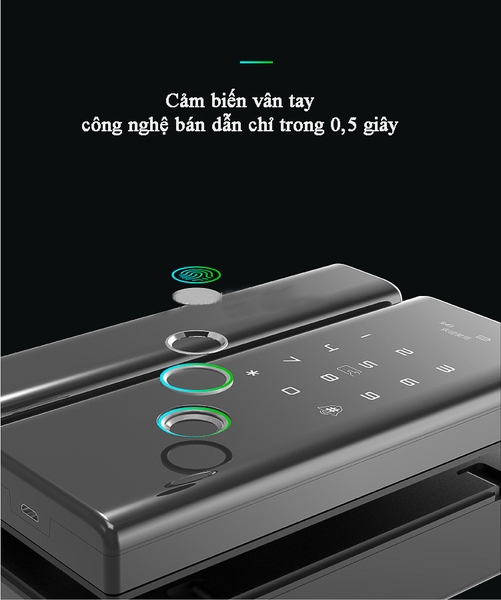 KHÓA CỬA KÍNH HIMEDIA G200 - CAO CẤP - Mở qua APP wifi từ Xa - BH 2 Năm