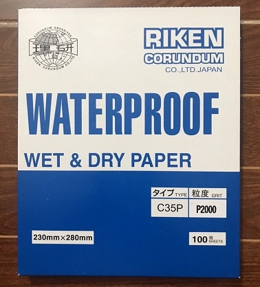 Giấy nhám tờ Riken C35P độ nhám P2000, kích thước 230mmx280mm, màu xanh