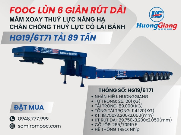 Fooc 6 giàn rút dài sàn phẳng ngang 3.2 mét, có đánh lái mâm trục, mâm ...