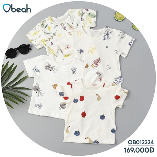 Bộ Cotton Organic áo họa tiết