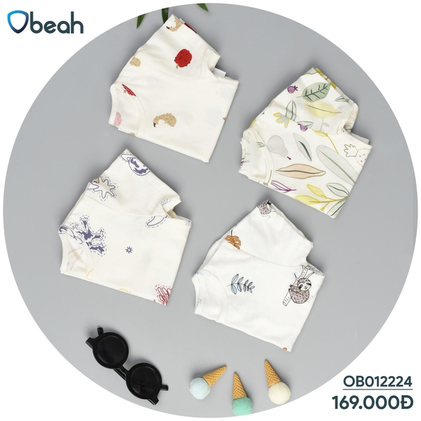 Bộ Cotton Organic áo họa tiết