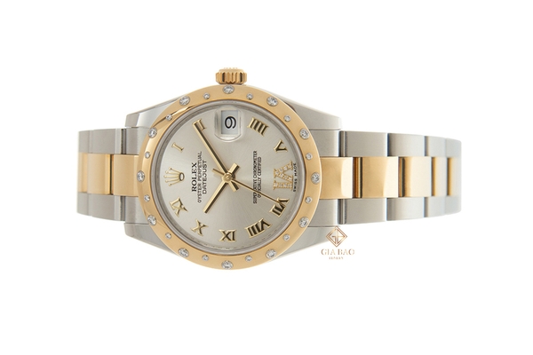 Đồng Hồ Rolex Datejust 31 278343 Mặt Số Bạc Cọc Số La Mã Nạm Kim Cương Dây Đeo Oyster