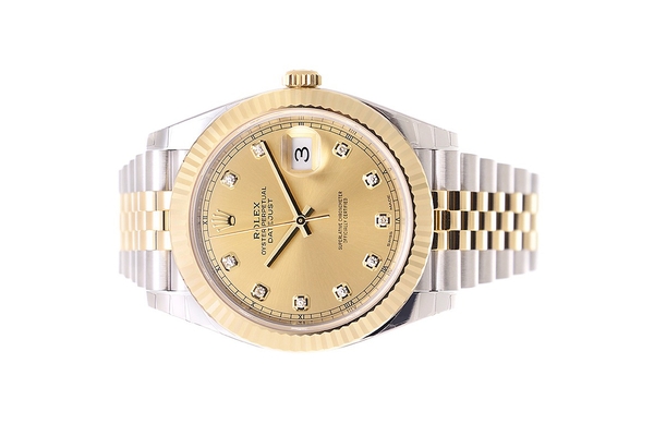 Đồng Hồ Rolex Datejust 41 126333 Mặt Số Vàng Champagne Cọc Số Nạm Kim Cương (Used)