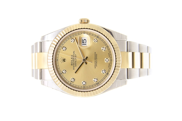 Đồng Hồ Rolex Datejust 41 126333 Mặt Số Vàng Champagne Nạm Kim Cương Dây Đeo Oyster