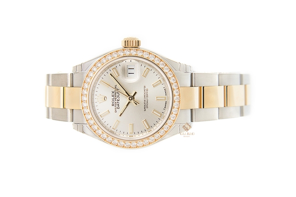 Đồng Hồ Rolex Lady-Datejust 28 279383RBR Mặt Số Bạc Cọc Dạ Quang Dây Đeo Oyster