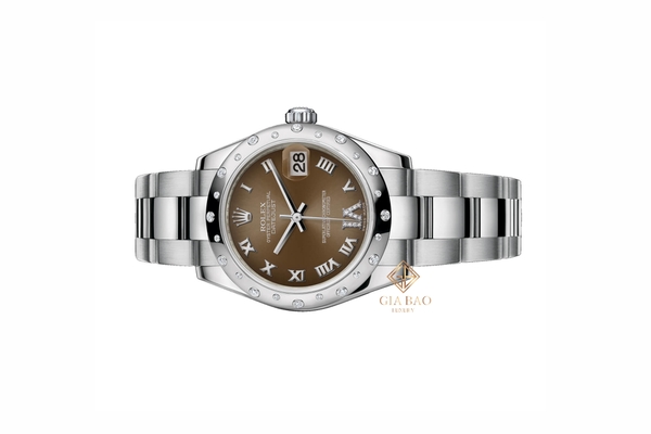 Đồng Hồ Rolex Lady-Datejust 178344 Mặt Số Màu Đồng Cọc Số La Mã Nạm Kim Cương Dây Đeo Oyster