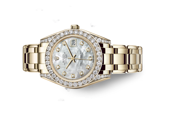 Đồng Hồ Rolex Pearlmaster 34 81158 Mặt Số Vỏ Trai Trắng