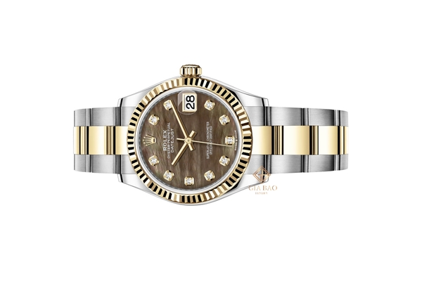 Đồng Hồ Rolex Datejust 31 278273 Mặt Số Vỏ Trai Đen Cọc Số Nạm Kim Cương Dây Đeo Oyster