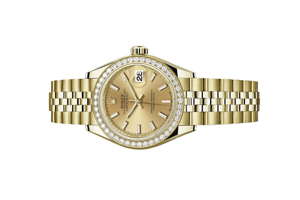 Đồng Hồ Rolex Lady-Datejust 279138RBR Mặt Số Vàng Champagne Cọc Số Dạ Quang