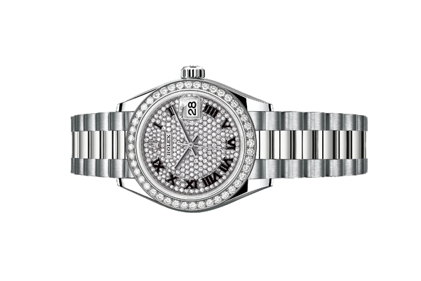 Đồng Hồ Rolex Lady-Datejust 279139RBR Mặt Số Đính Kim Cương Cọc Số La Mã Dây Đeo President