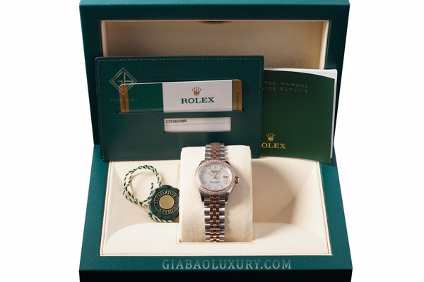 Đồng Hồ Rolex Lady-Datejust 279381RBR Mặt Số Vỏ Trai Trắng