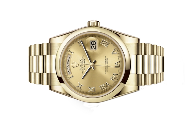 Đồng Hồ Rolex Day Date 36 118208 Mặt Số Champagne Cọc Số La Mã