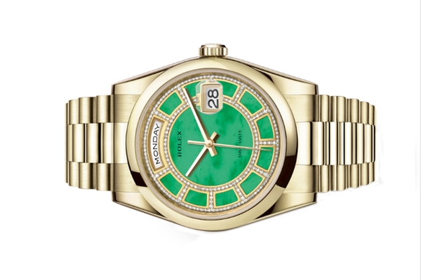 Đồng Hồ Rolex Day Date 36 118208 Mặt Số Carousel Ngọc Bích Xanh Lá