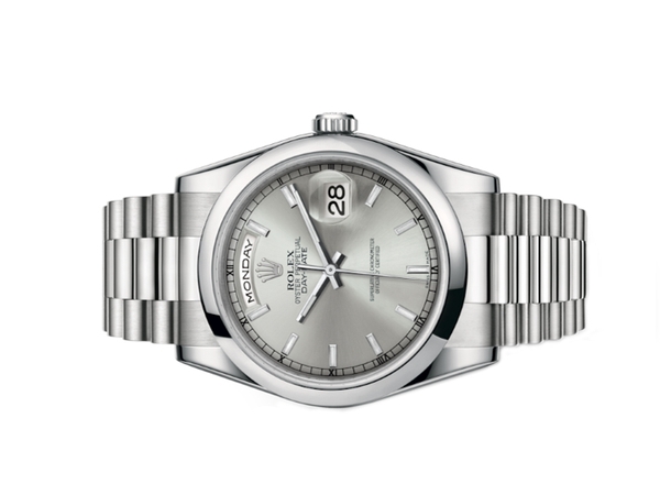 Đồng Hồ Rolex Day Date 36 118206 Mặt Số Bạc