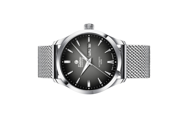 Đồng hồ đeo tay thương hiệu Tutima, dòng sản phẩm Sky, Ref no: 6105-20, mặt số xám Dégrade, size 41mm, máy tự động, vỏ và dây đồng hồ bằng thép không gỉ, hàng mới 100%