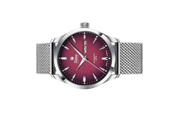 Đồng hồ đeo tay thương hiệu Tutima, dòng sản phẩm Sky, Ref no: 6105-26, mặt số đỏ Dégrade, size 41mm, máy tự động, vỏ và dây đồng hồ bằng thép không gỉ, hàng mới 100%