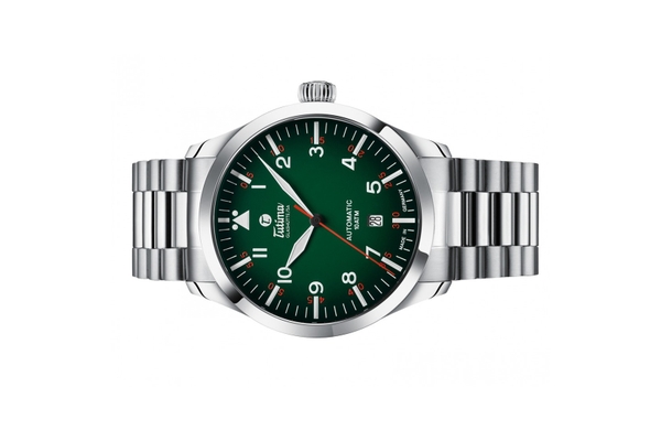 Đồng hồ đeo tay thương hiệu Tutima, dòng sản phẩm Grand Flieger, Ref no: 6105-30, mặt số xanh lá tối Dégrade, size 41mm, máy tự động, vỏ và dây đồng hồ bằng thép không gỉ, hàng mới 100%