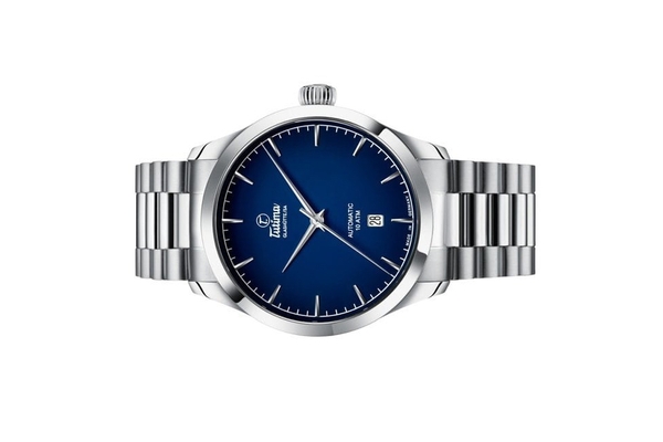 Đồng hồ đeo tay thương hiệu Tutima, dòng sản phẩm Flieger Aero Club, Ref no: 6105-54, mặt số xanh đậm, size 41mm, máy tự động, vỏ và dây đồng hồ bằng thép không gỉ, hàng mới 100%