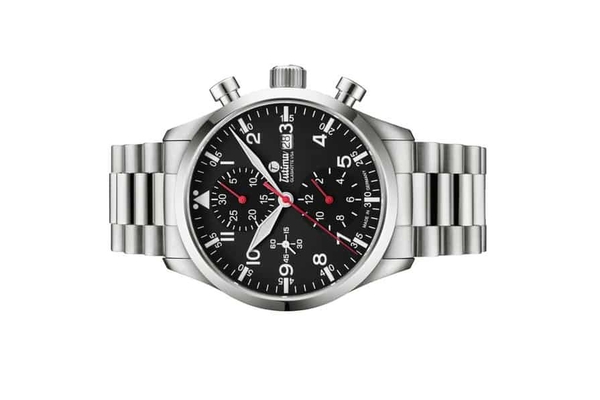 Đồng hồ đeo tay thương hiệu Tutima, dòng sản phẩm Flieger Legacy, Ref no: 6405-02, mặt số màu đen, size 41mm, máy tự động, vỏ và dây đồng hồ bằng titanium, hàng mới 100%