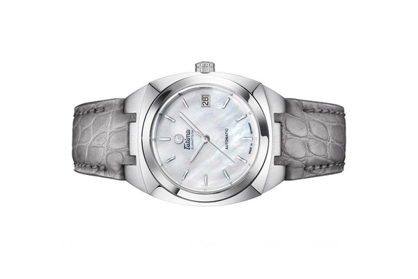 Đồng hồ đeo tay thương hiệu Tutima, dòng sản phẩm Saxon One Lady, Ref no: 6700-02, mặt số xà cừ, size 36mm, máy tự động, vỏ đồng hồ bằng thép không gỉ và dây da cá sấu, hàng mới 100%