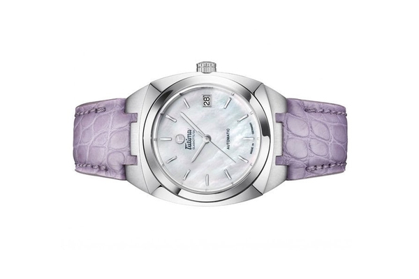 Đồng hồ đeo tay thương hiệu Tutima, dòng sản phẩm Saxon One Lady, Ref no: 6700-04, mặt số xà cừ, size 36mm, máy tự động, vỏ đồng hồ bằng thép không gỉ và dây da cá sấu, hàng mới 100%