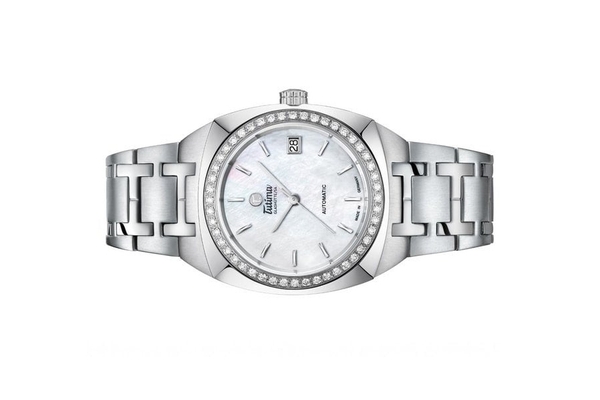 Đồng hồ đeo tay thương hiệu Tutima, dòng sản phẩm Saxon One Lady, Ref no: 6701-01, mặt số xà cừ, size 36mm, máy tự động, vỏ và dây đồng hồ bằng thép không gỉ, hàng mới 100%