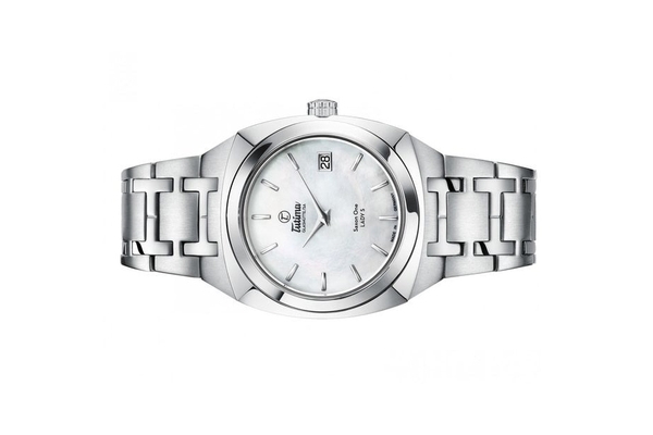 Đồng hồ đeo tay thương hiệu Tutima, dòng sản phẩm Saxon One Lady S, Ref no: 6702-01, mặt số xà cừ, size 34mm, máy pin, vỏ và dây đồng hồ bằng thép không gỉ, hàng mới 100%