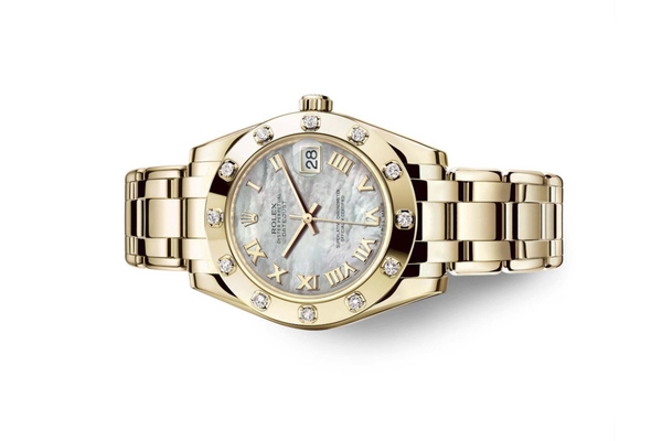 Đồng Hồ Rolex Pearlmaster 34 81318 Mặt Số Vỏ Trai Trắng