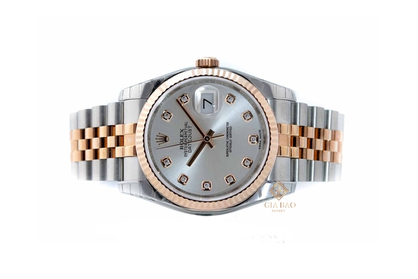 Đồng Hồ Rolex Datejust 36 116231 Mặt Số Bạc Nạm Kim Cương