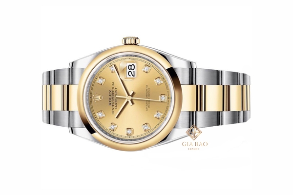 Đồng Hồ Rolex Datejust 36 126203 Mặt Số Vàng Champagne Nạm Kim Cương Dây Đeo Oyster