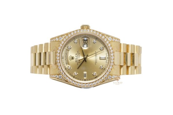 Đồng Hồ Rolex Day-Date 36 118388 Mặt Số Champagne Nạm Kim Cương