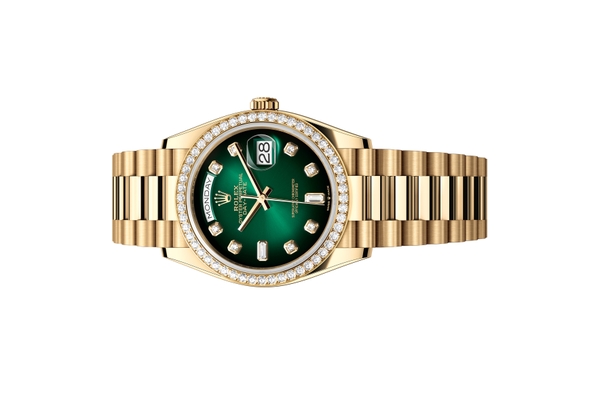 Đồng Hồ Rolex Day-Date 36 128348RBR Mặt Số Ombre Xanh Lá