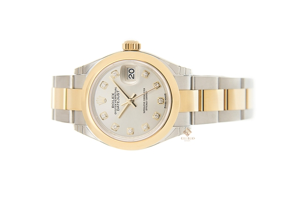 Đồng Hồ Rolex Lady-Datejust 279163 Mặt Số Bạc Nạm Kim Cương Dây Đeo Oyster