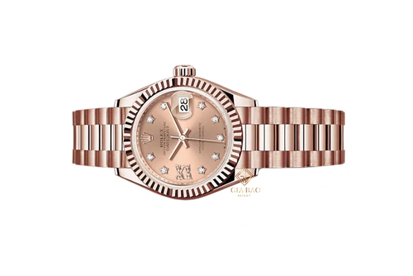 Đồng Hồ Rolex Lady-Datejust 279175 Mặt Số Hồng Cọc Số Sao Dây Đeo President