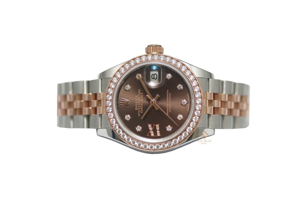 Đồng Hồ Rolex Lady-Datejust 279381RBR Mặt Số Chocolate Cọc Số Sao Nạm Kim Cương