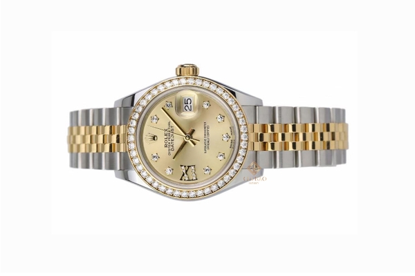 Đồng Hồ Rolex Lady Datejust 279383RBR Mặt Số Vàng Champagne Cọc Số Sao