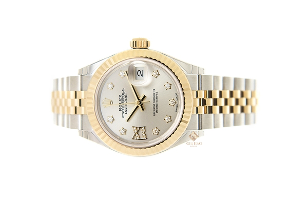 Đồng Hồ Rolex Lady-Datejust 28 279173 Mặt Số Bạc Cọc Số Sao Kim Cương